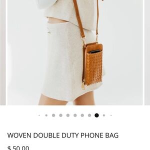 Elegant Tan Woven Clutch Wristlet